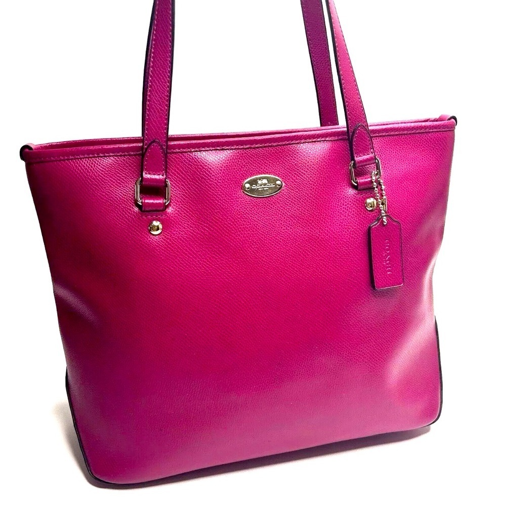 COACH Crossgrain Pink Leather Tote Bag